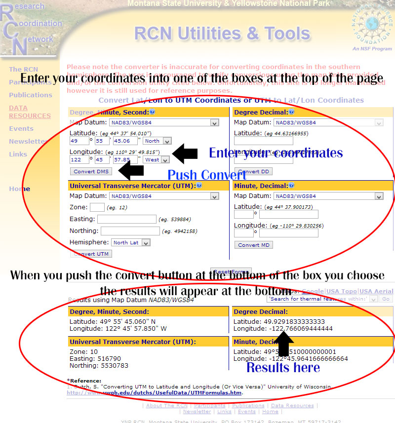 RCN Tools to convert to degrees decimal